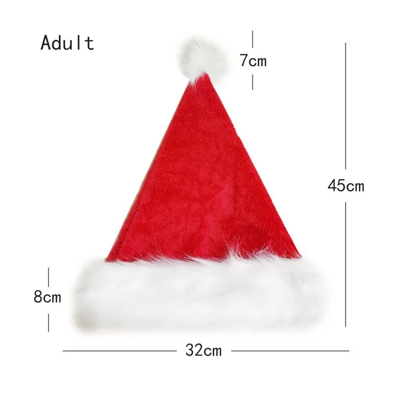 Christmas Hat Santa Cap 2024 New Year festival Holiday Party Supply Plush Velvet Fur Santa Claus Thicken Hat for Kids Adults