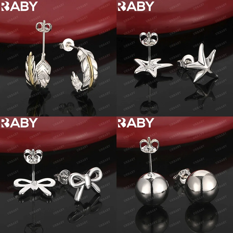 

URBABY 925 Sterling Silver Earrings Stud Earrings For Women Creativity Gifts Street All-match Party And Daily Wear