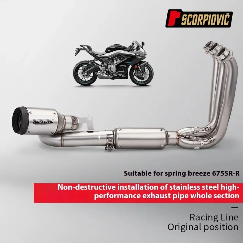 Full Exhaust System Stainless Steel For CFMOTO 675SR 51mm Split Design Bolt-On Muffler Pipe