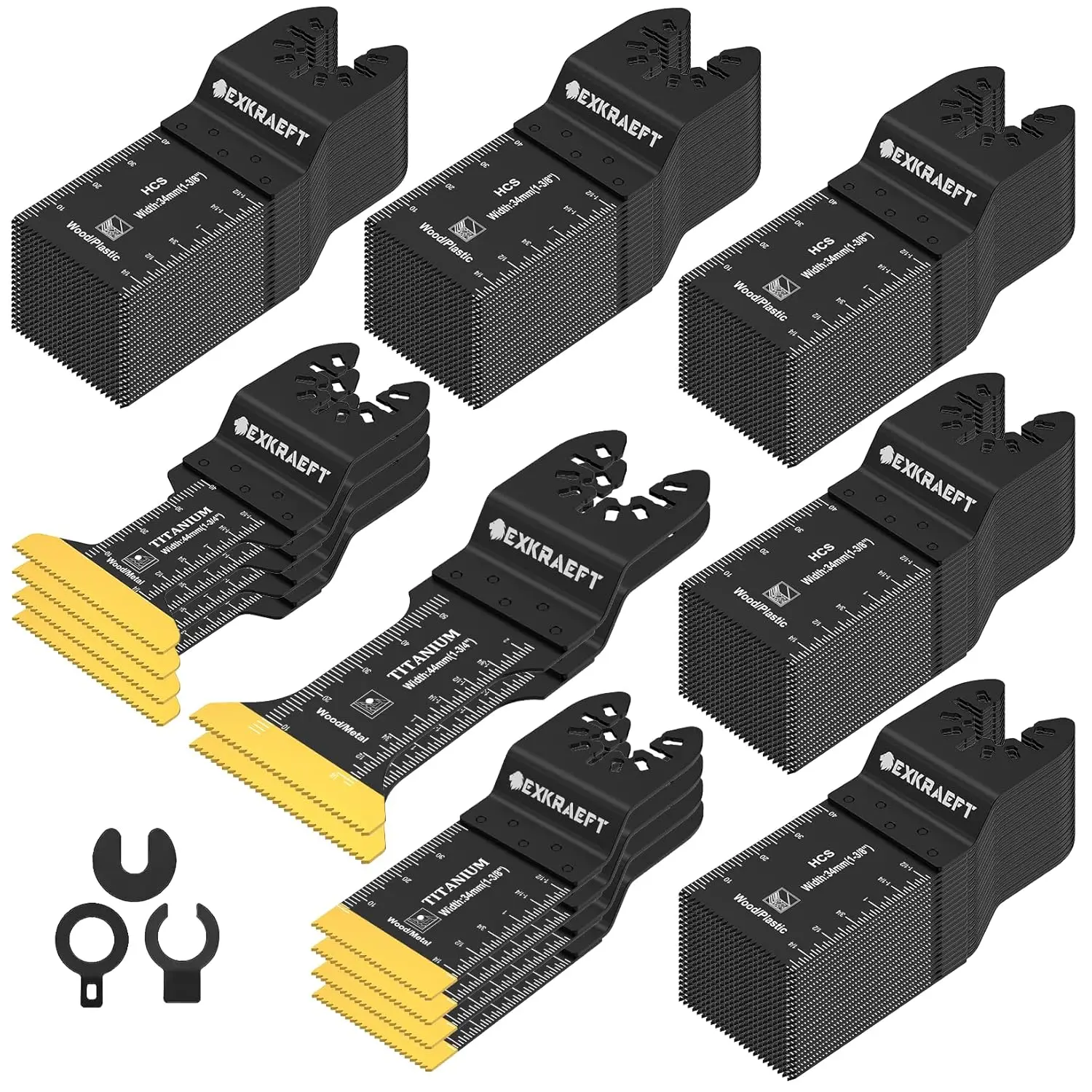 

110-Piece Universal Oscillating Tool Blade Set for Metal, Wood, Plastic Cutting - Titanium Coated