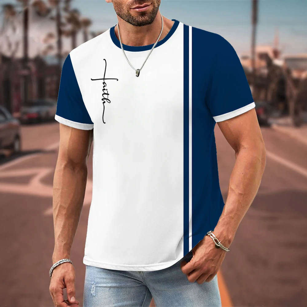 2024 Men's T-Shirt Jesus 3D Print Summer Sportswear Short Sleeve Fashion Workout Sports Shirt Man Streetwear Men's Clothing Tops