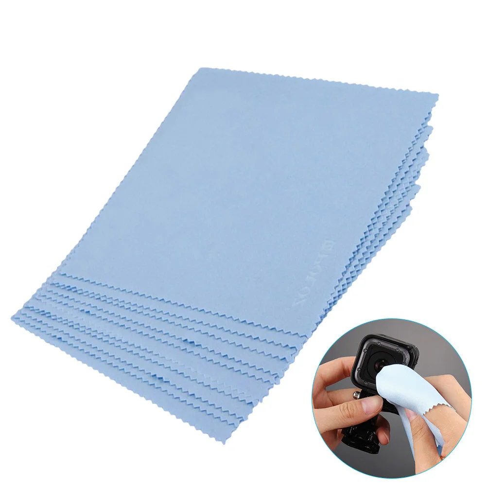 

50pcs Cleaning Cloths Microfiber Lint Free Reusable for Lens Screen Eyeglasses Watches Jewelry Delicate Surfaces Blue Pocket