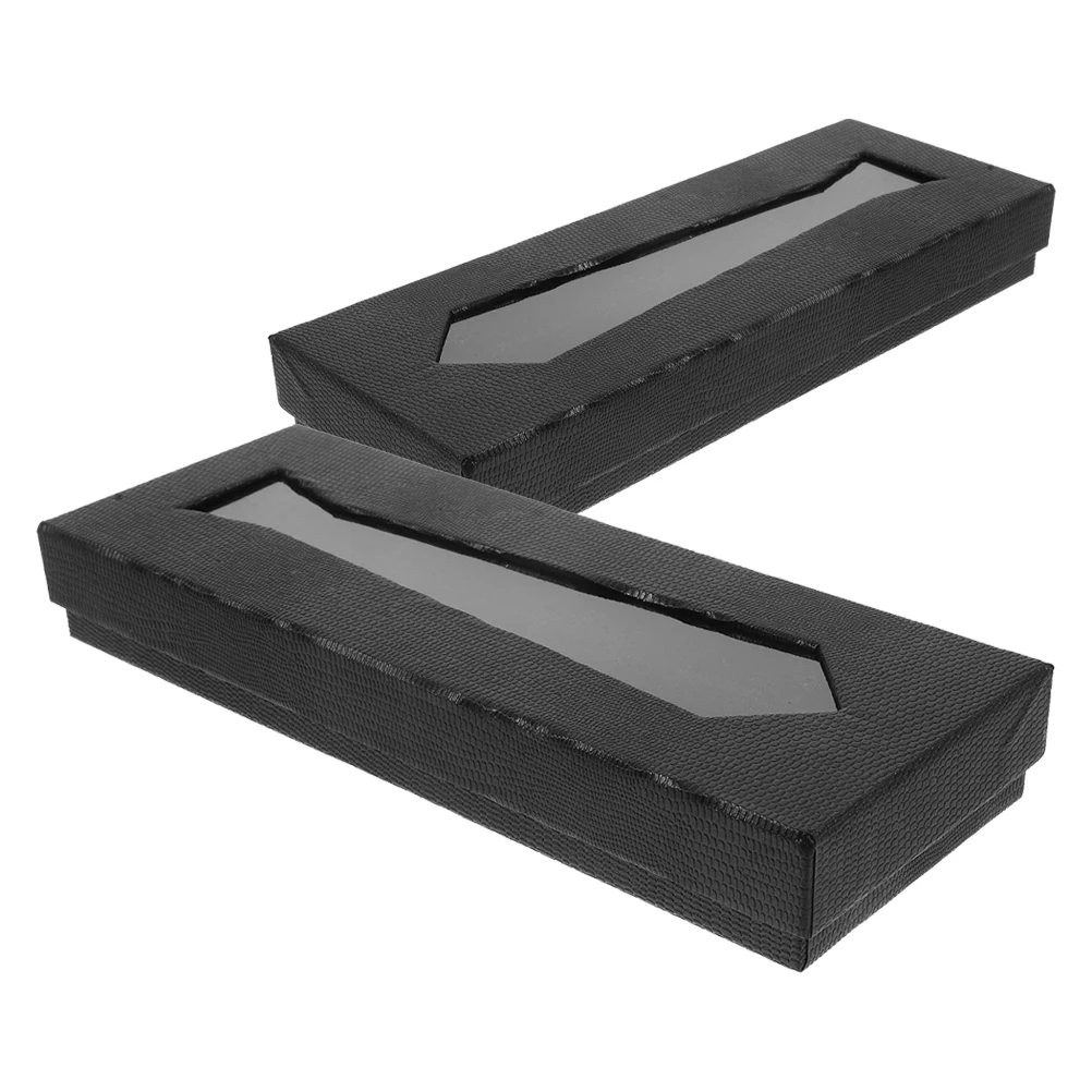 

2pcs Tie Stylish Necktie Gift Box For Men Business Travel Packaging Sturdy Cardboard Storage Box Wrapping Boxes For Ties Small