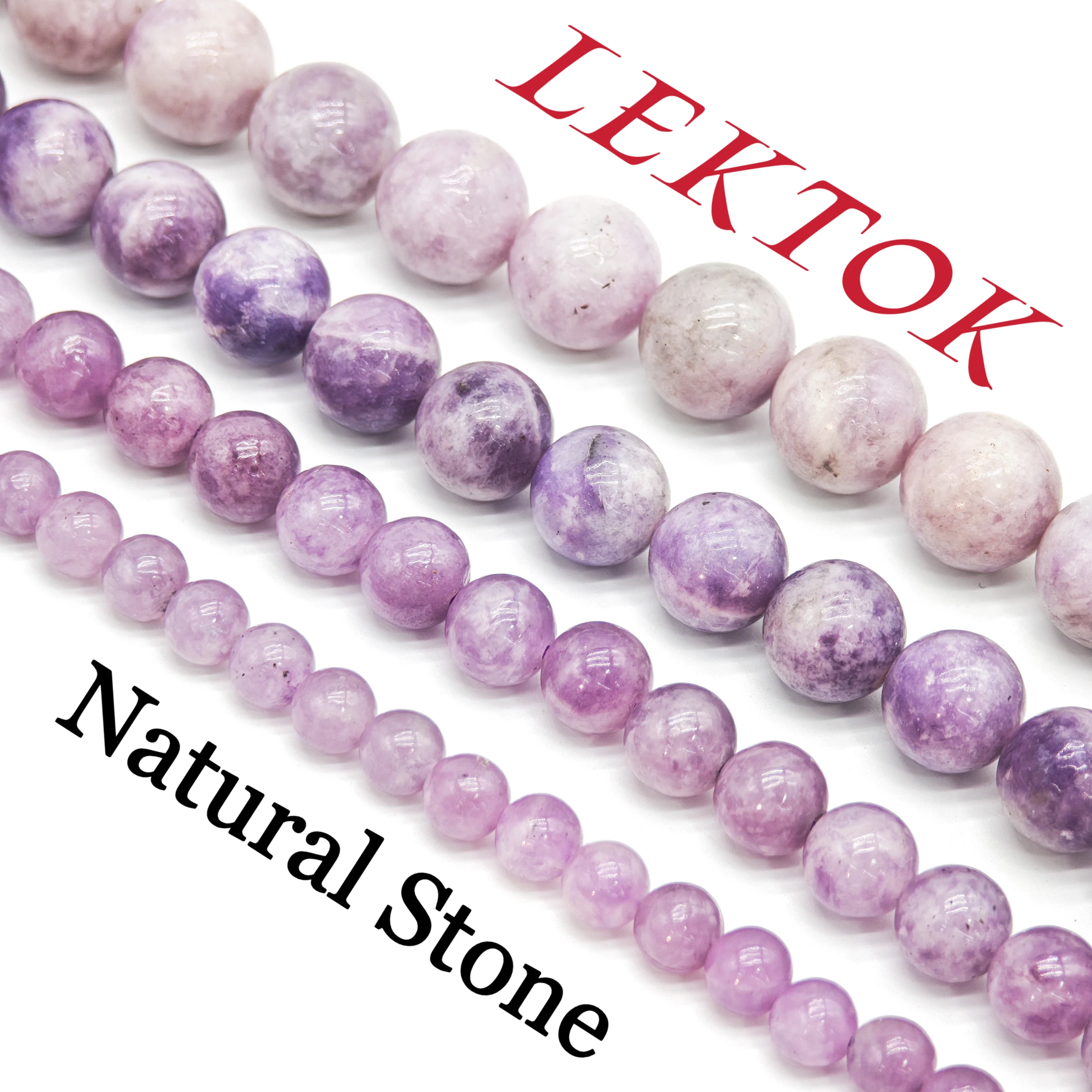 6/8/10/12mm High-Quality Crystal Lepydolite Natural Stone, Fashionable Round Beads DIY Jewelry Accessories, with Affordable Pric