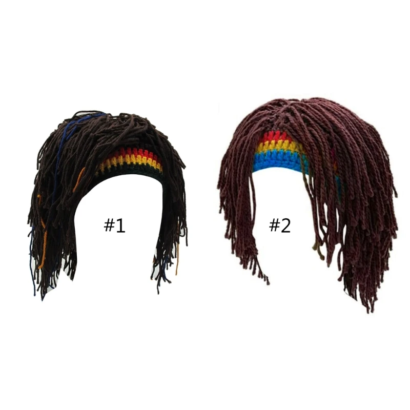 Hombre tejido barba sombrero pelos estilo Rastas pelucas gorras sombrero invierno para Halloween Dropshipping
