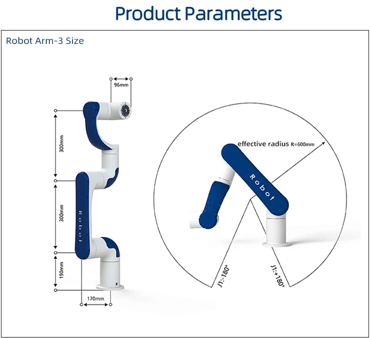 24v-48v 200w 500w 6 Axis Industrial Collaborative Robotic Arm 3kg 5kg Payload Cobot Robot Collaborative Robot for Welding