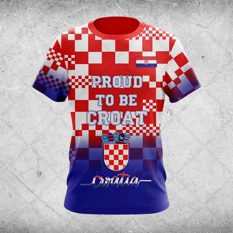 Customized Summer Casual Croatia Shield Graphic T-shirts Crewneck Men's Fashion E-Sports Jersey Loose Daily Short Sleeve Tops