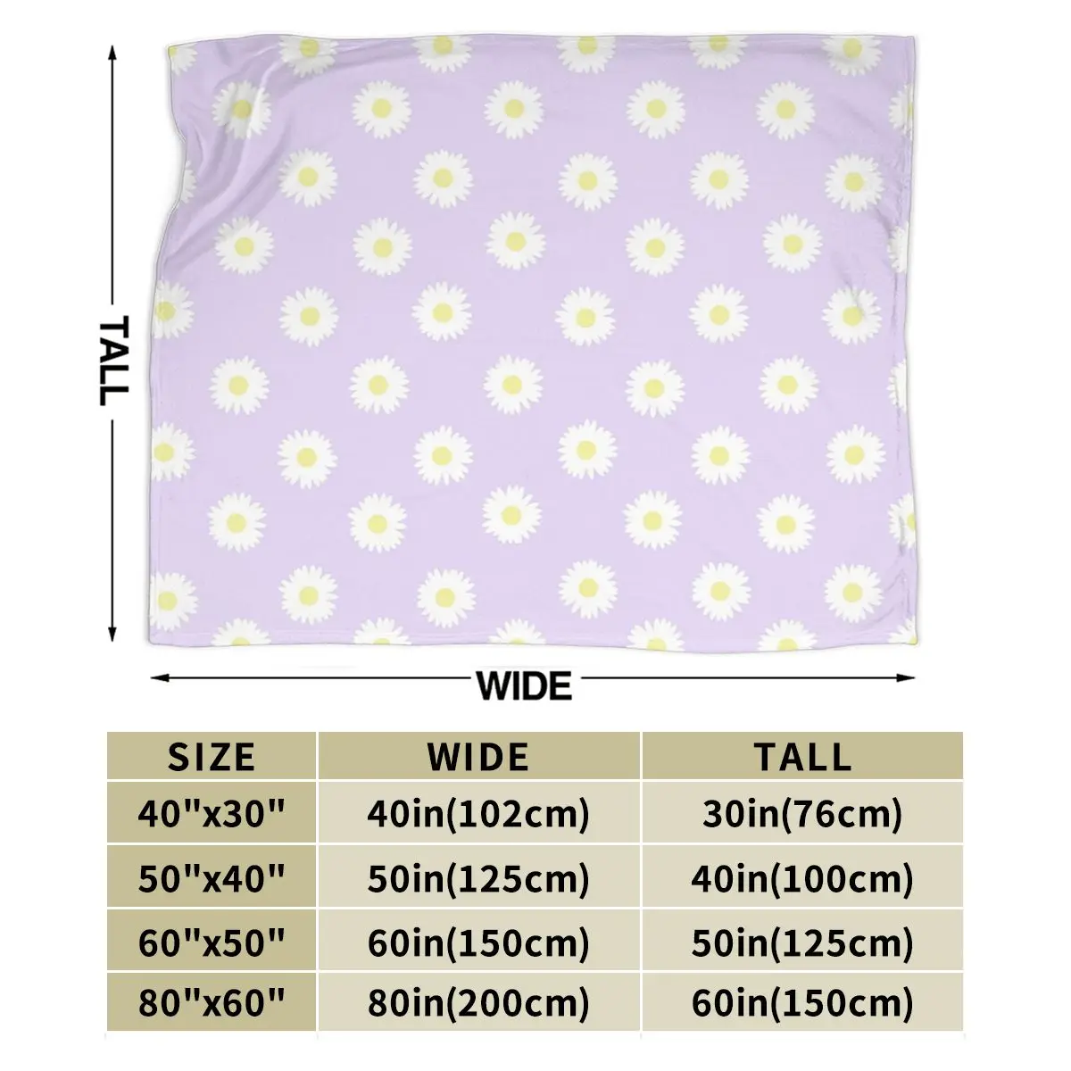 Daisy Purple Pastel Aesthetic Cute Daisies Flower Cottagecore Blankets Soft Warm Flannel Throw Blanket Cover for Bed Home Sofa