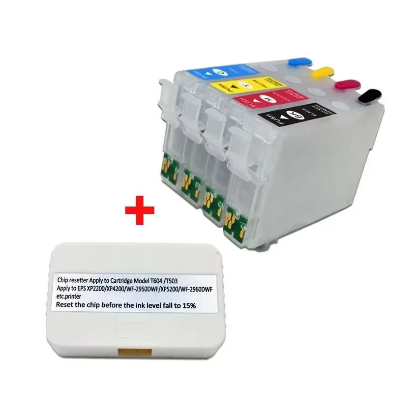 EU Compatible T604 604XL T604XL Refillable Ink Cartridge/Chips/Resetter For Epson XP-2200 XP-2205 XP3200 3205 4200 4205 Printer