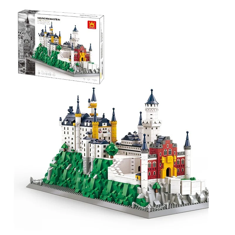 Blocchi di costruzione creativi Modello Castello di Neuschwanstein Building Toy Blocks Set Architettura Mattoni stampati Giocattoli Regali di compleanno