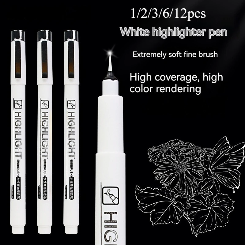 

Мягкая кисть, ручка с белыми бликами для ведения журнала, черный картон, манга, принадлежности для скрапбукинга, водонепроницаемые черные ручки для рисования