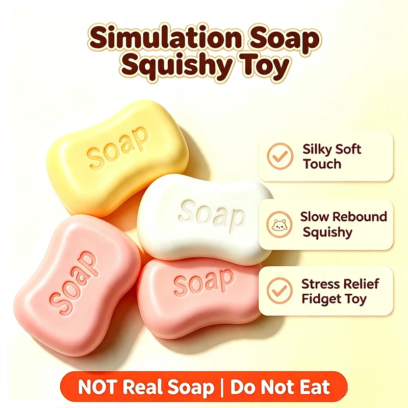 Simulation Soap Squishy Toy Slow Rebound PU Soft Squeeze Fidget Toy Macaron Color Desk Decor Stress Relief Toy For Office Adults