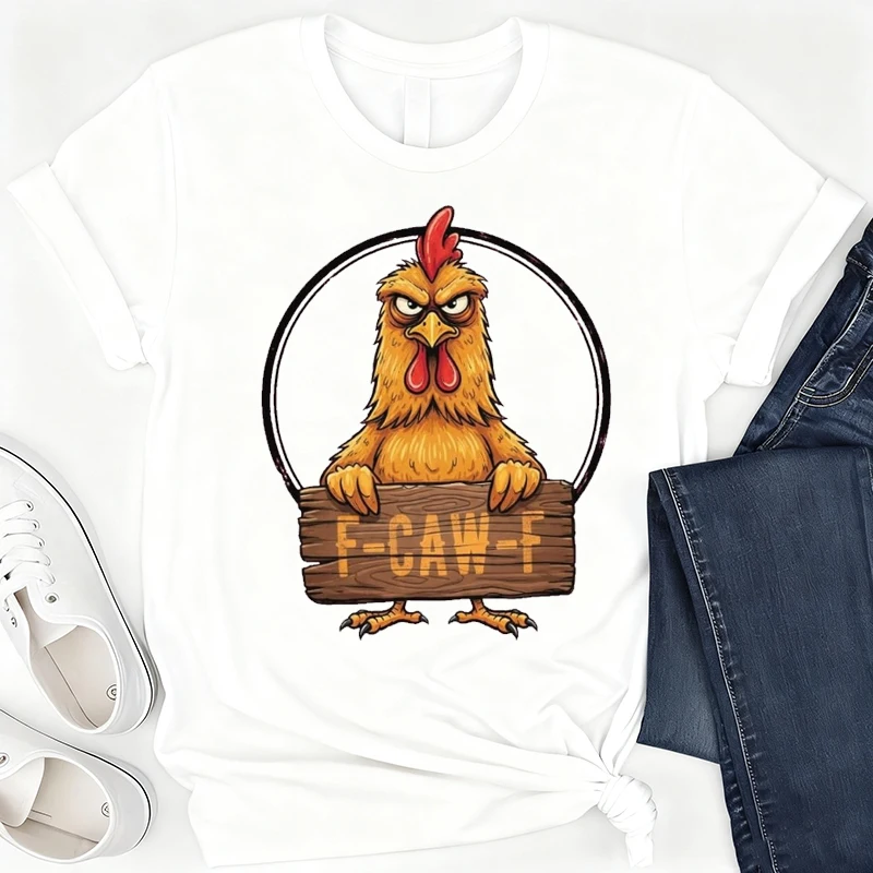 F Caw F الدجاج قميص مضحك الديك ميمي البلوز عشاق الطيور مزرعة الحيوان التي شيرت الفكاهة الرجال الحياة اليومية عادية تي شيرت مطبوع القمم