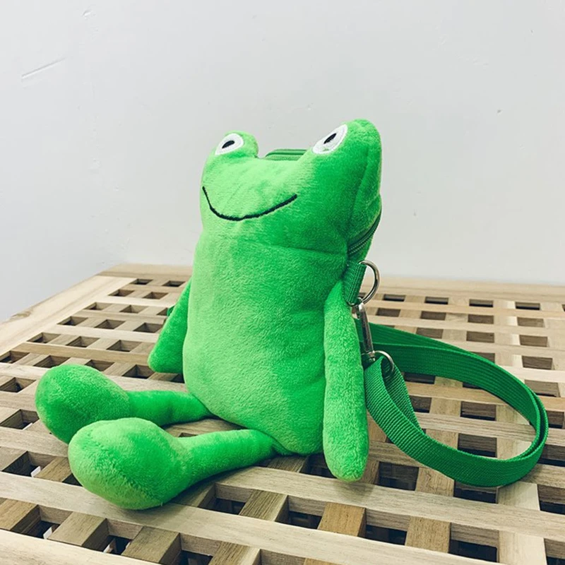 Creative Cartoon Shoulder Bag Cute Green Frog Crossbody Bag Women Messenger Bag Ins Girl Plush Bag Handbag