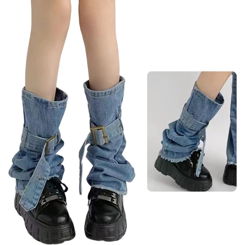 Denims Leg Warmers for Women and Girls Sweet Cool Flared Leg Warmers Punk Long Leg Socks Fashion Leg Covers Streetwear