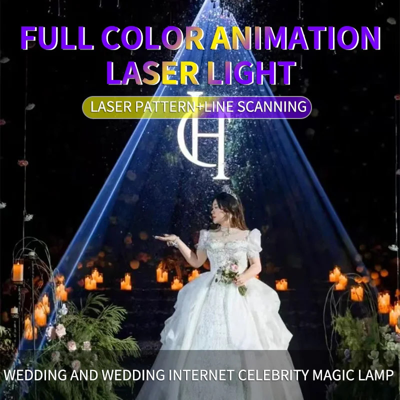 8-15W RGB Wedding Laser Light Animation Beam Scanner Projector with App Control IOS&Android Laser Lights for DJ Party Stage Club