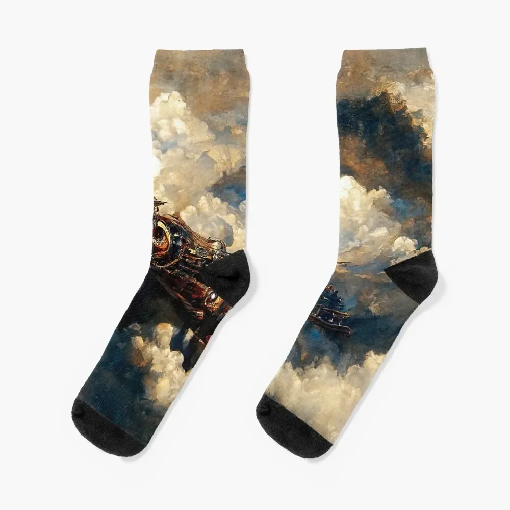 

Steampunk flying ship Socks halloween crazy man Socks Ladies Men's