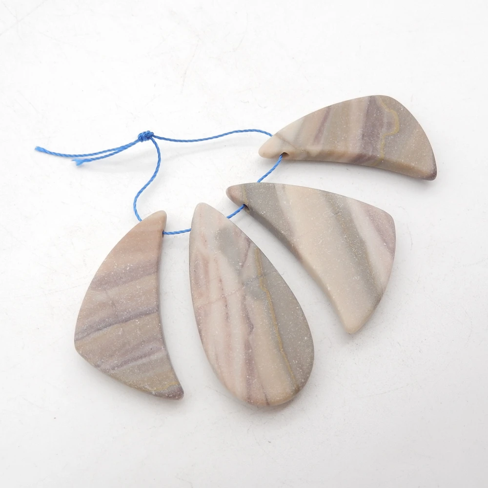 Fashion Jewelry,4PCS Ocean Jasper Pendant Jewelry Beads Sets 43x20x6/37x21x5mm-24.8g