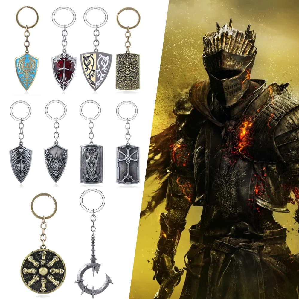 Hot Game Dark Souls Keychain Sun Knight Shield Ornstein Artorias Sword Smough Hammer Key Chain Pendant Cosplay Jewelry