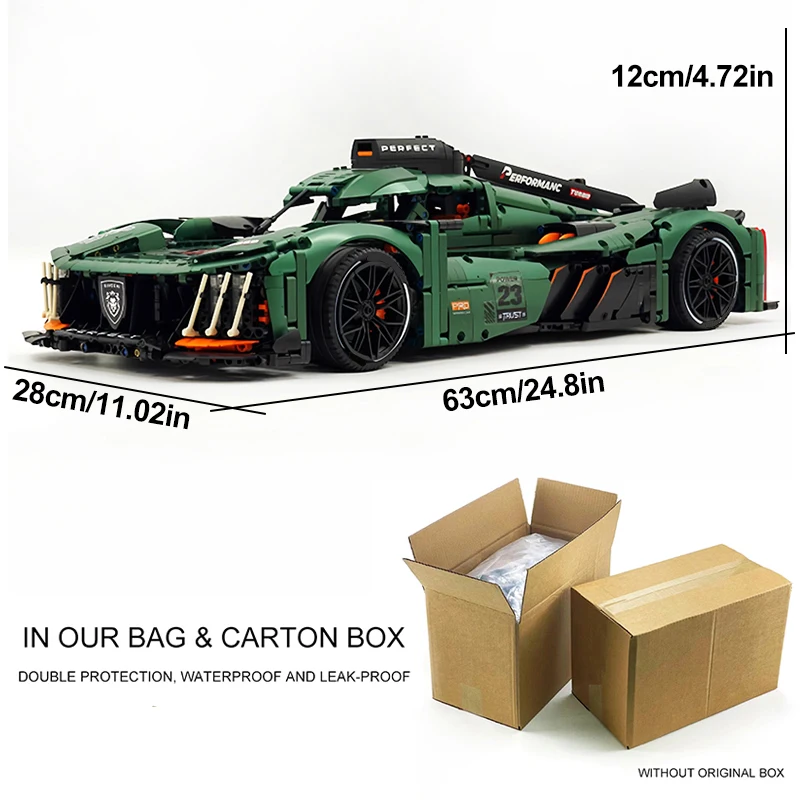 Sport Car Green 9X8 Racing Model Building Blocks MOC 10616 High Tech Speed Vehicle Bricks Puzzle Toy Kit Chrismas Gift Kids Boys