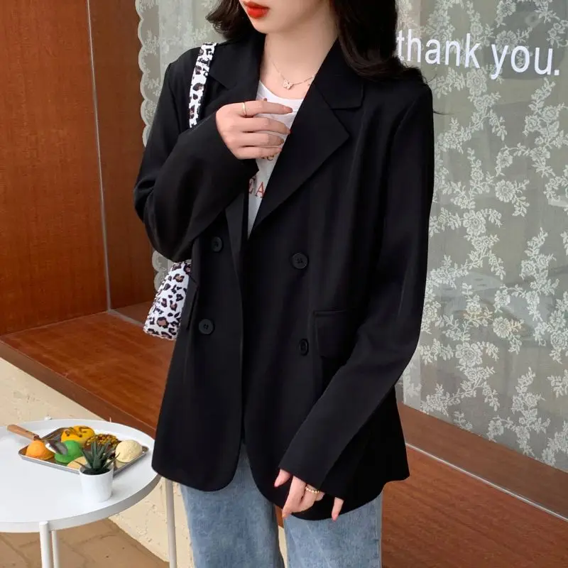 Blazer nero da donna Blazer rosa sottile coreano Chic Streetwear Office Ladies Suits cappotti giacca a maniche lunghe primavera estate top