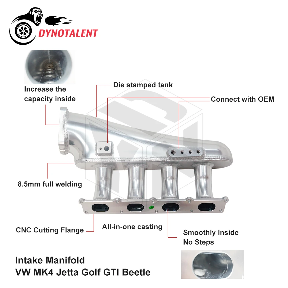 DYN RACING VW MK4 Jet ta Golf GT I Beetle 1.8T Billet Left Facing  Intake Manifold  1999-2005