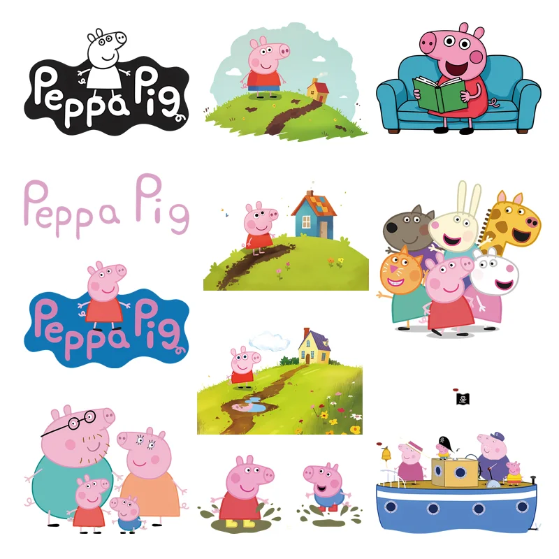 Cartoon Peppa Pig George Sticker on clothes custom patches Iron-on transfers for clothing Children's Gift T-shirt Decal Decor