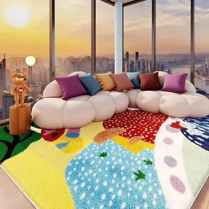 VIKAMA Colorful Artistic Graffiti Rug for Living Room Home Theater and Play Area—Stain-Resistant and Machine-Washable Home Decor