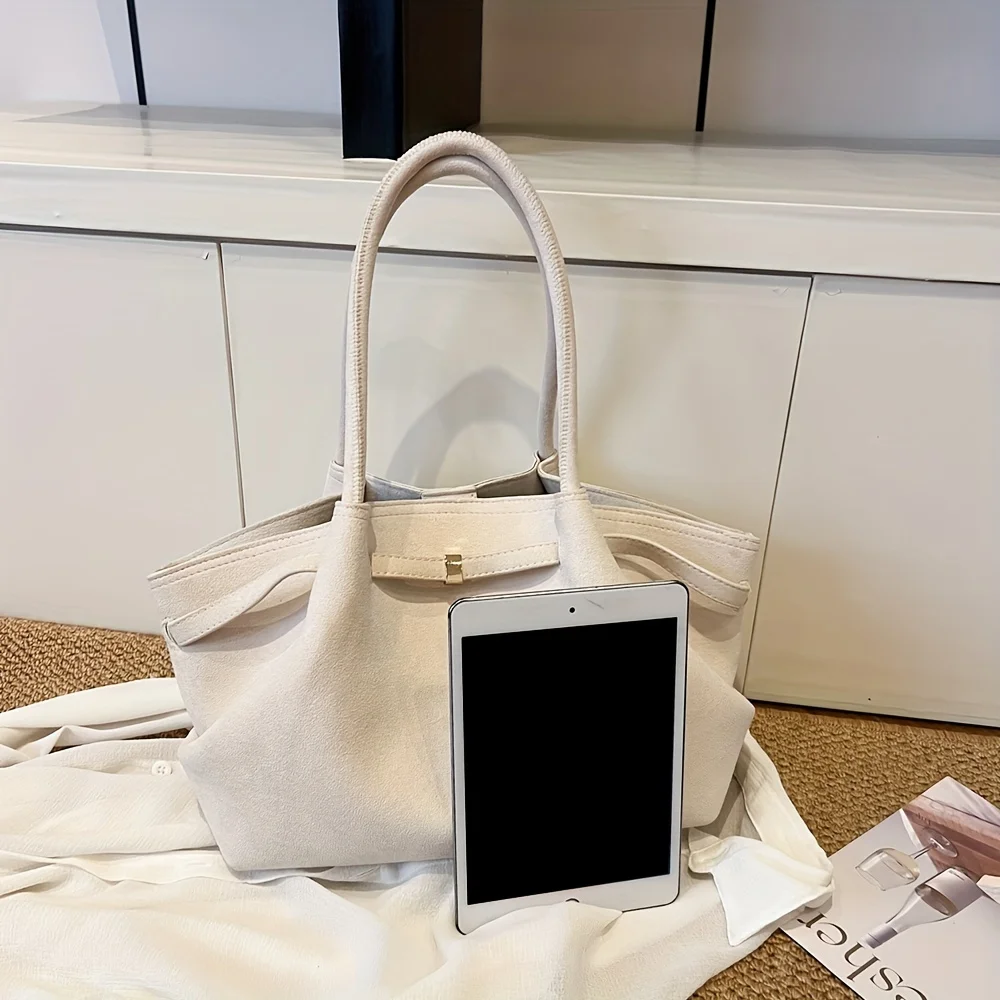Autumn and Winter Deerskin Velvet Underarm Bag Women\'s New Large Capacity Vintage Tote Bag Fashion All-Matching Female Commuter