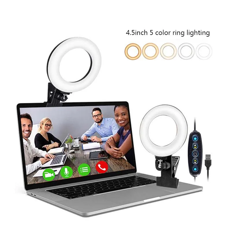 4.5 inch LED Selfie Ring Lighting Photographic USB Remote Fill light For laptop YouTube TikTok Video Live Phone Holder & Tripod