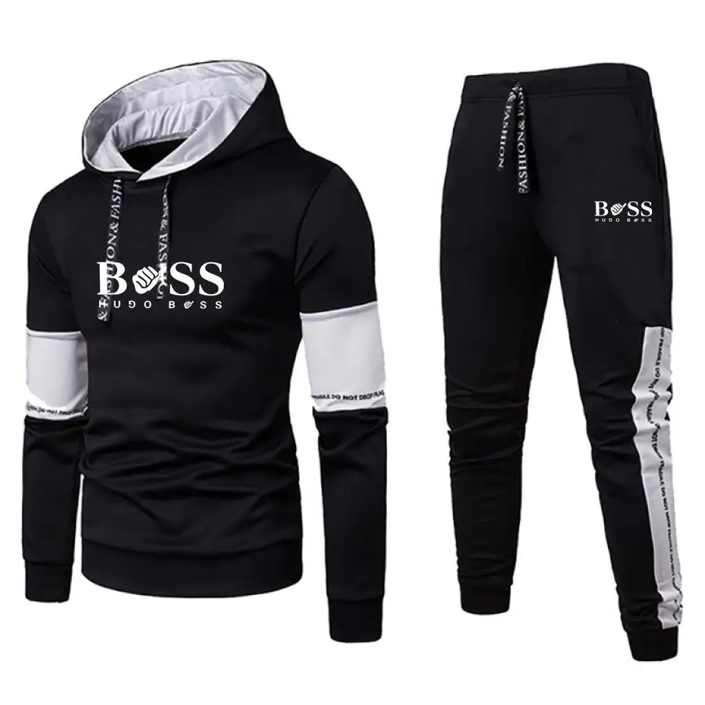 2024 Men\'s Spring and Autumn Luxury Brand Printed Sports Set Casual High Quality Hoodie Pullover+Pants 2-piece Men\'s Fashion Set