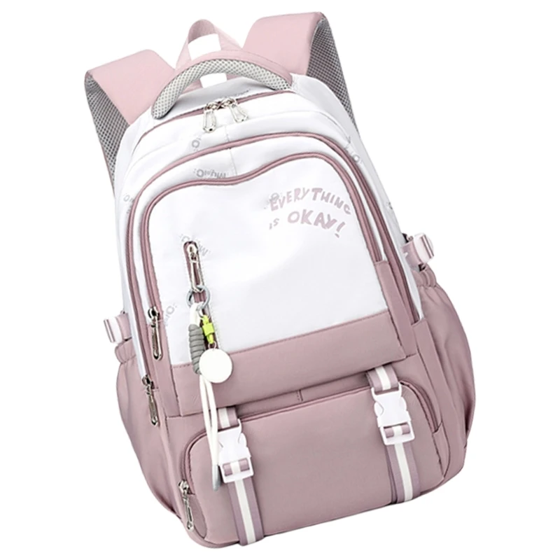 E74B Comfortable School Bag Large Capacity Backpack for Teens Student Nylon Fabric Rucksack Casual Daypack Rucksack