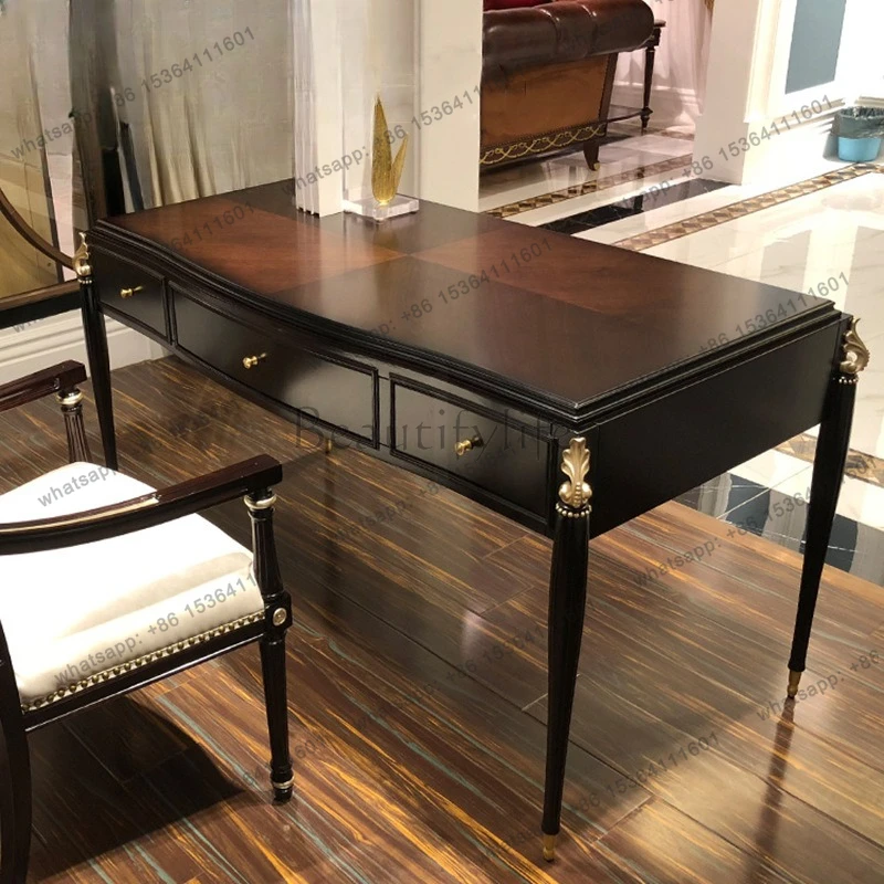 12American light luxury solid wood desk French simple desk engraved combination furniture