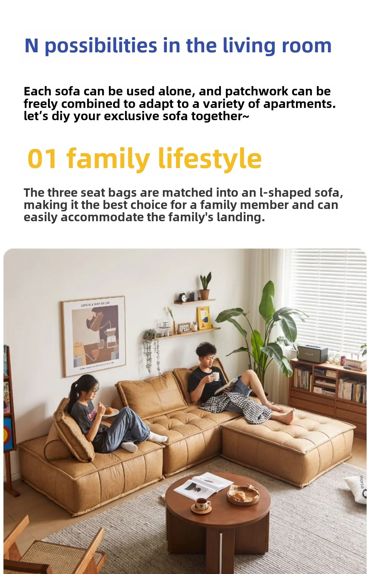 Sofá de couro medieval sala de estar retro módulo de couro sofá italiano simples combinação quadrada