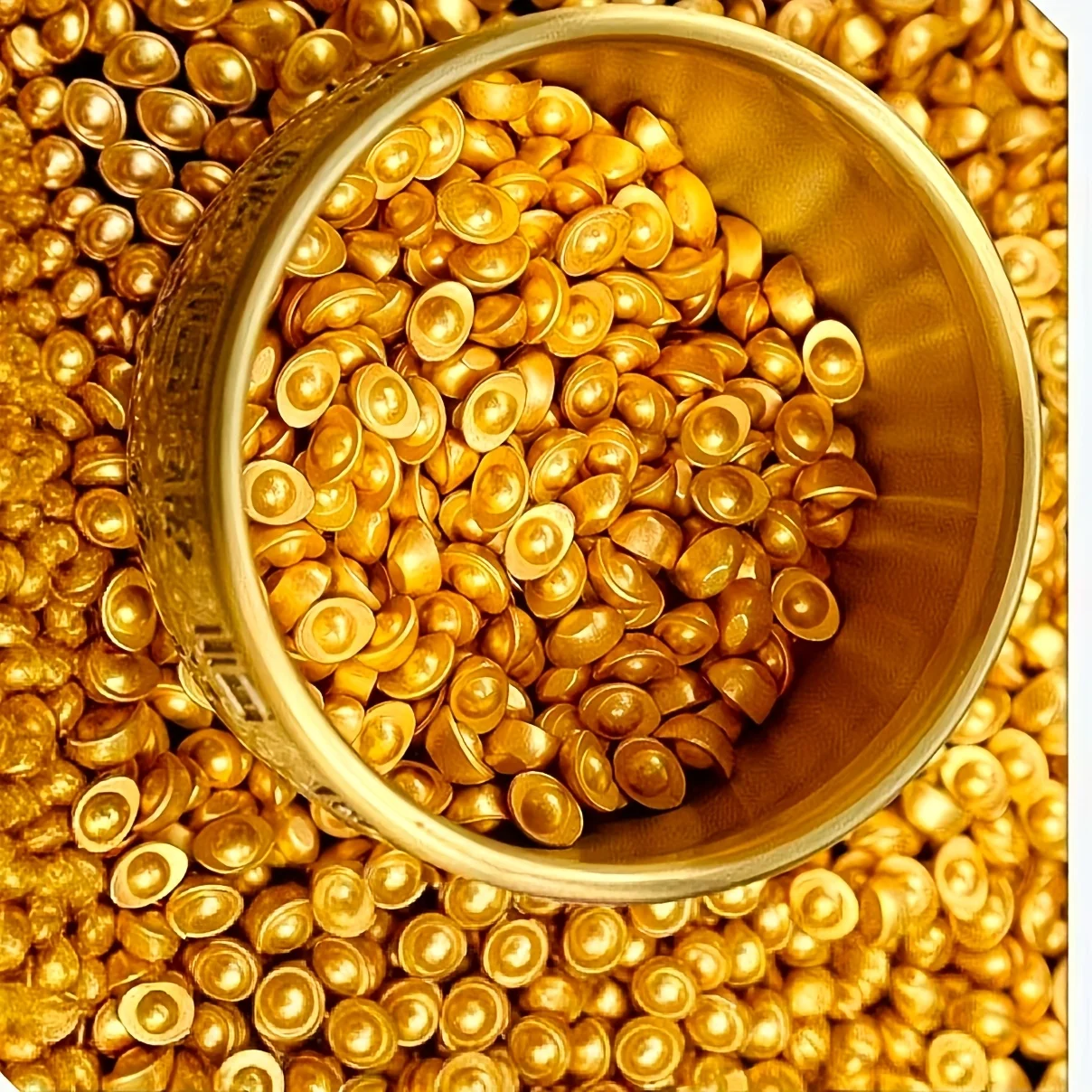 50/200 Stück goldene Barren-Ornamente aus Legierung, Ornamente zum Sammeln von Reichtum, Schatztöpfen, Einweihungsparty, Zuhause, Eröffnungsdekoration, Geschenke