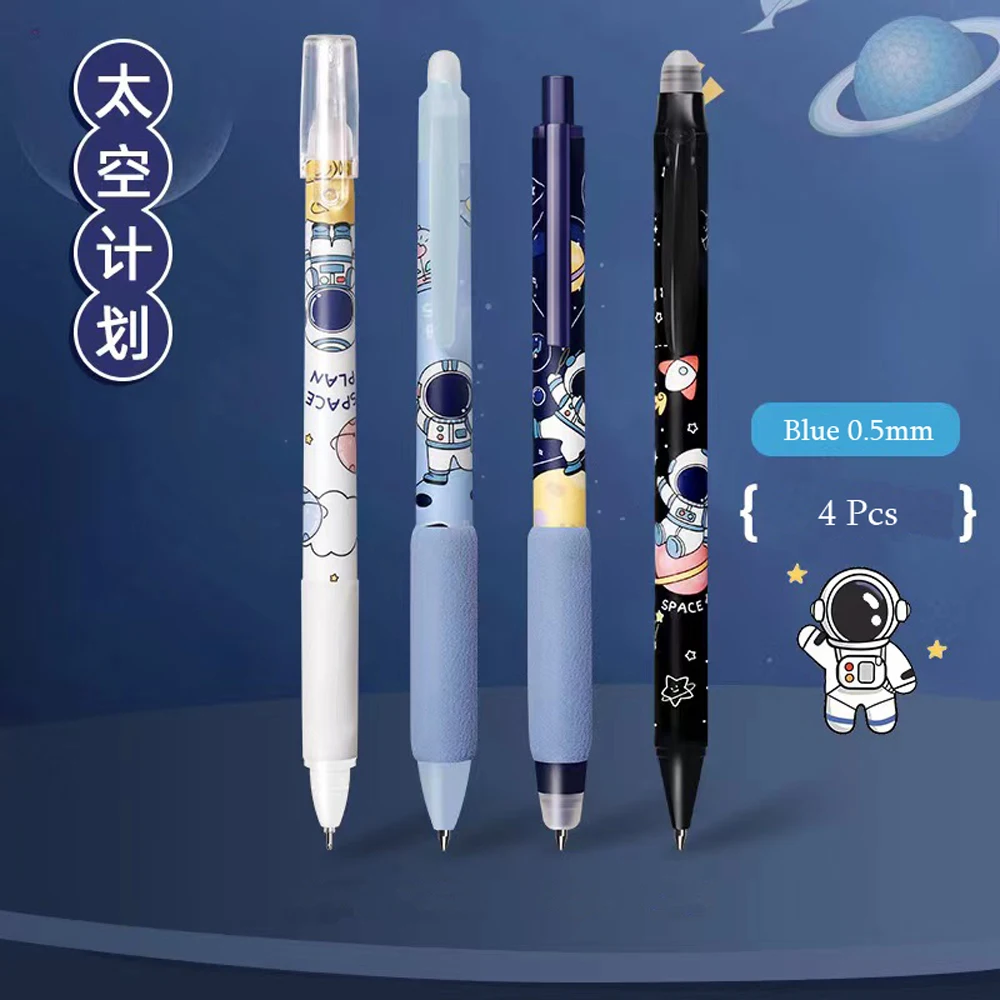 Kawaii Erasable Gel Pen Set Cartoon Animals Cute Erasable Pen Erasable Refill Rod Washable Handle Pen Grip School Stationery