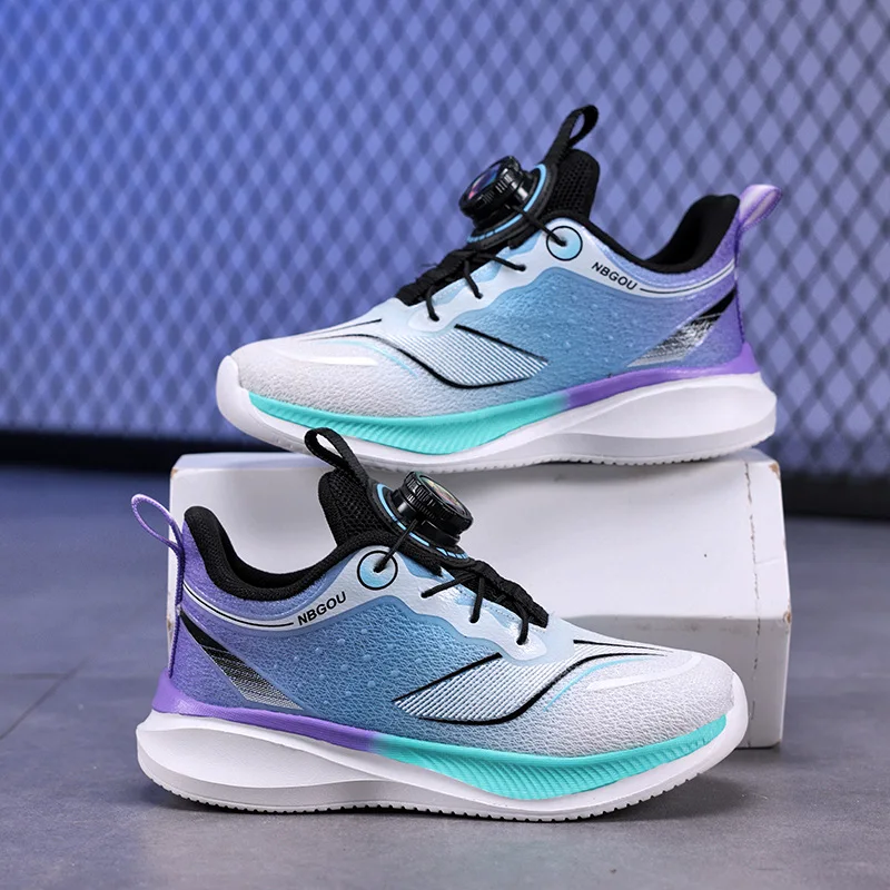 Lightweight Children's Running Shoes Spring Autumn Fashionable Rotating Buckle Mesh Soft Bottom Casual Shoes for Boys And Girls
