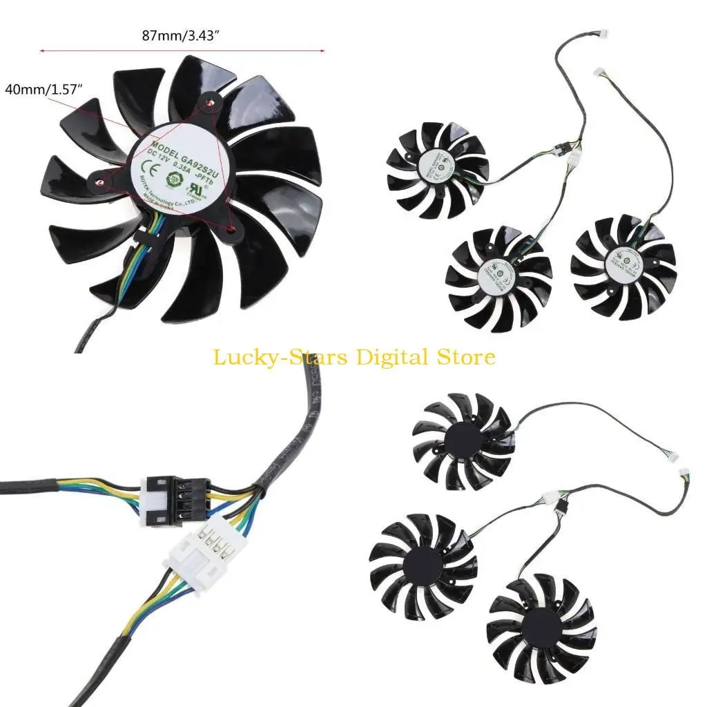 

T3EE 3Pcs 12V 4Pin Graphics Card Cooling VGA Fan for ZOTAC GeForce 3060TI 3070