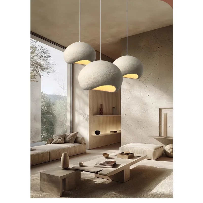 

Cream Style Bun Pendant Light Japanese Minimalist Creative Chandelier for High-End Living Room Homestay Bedroom Decor Lighting