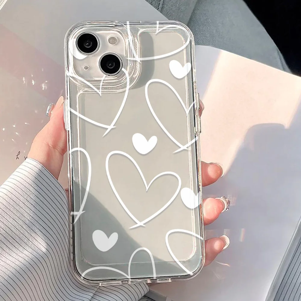 Transparent Silicone Phone Case For Samsung Galaxy S25 Ultra S26 Edge S24 FE S23 Plus S22 Protective Love Heart Funda Cover Capa