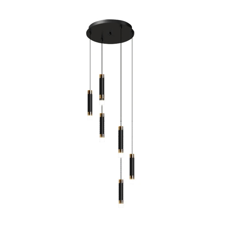 Imagem -06 - Modern Led Chandelier For Living Room Preto e Dourado Long Line Staircase Lamp Staircase Lighting Cozinha Brilho Decoração Interior Duplex Staircase