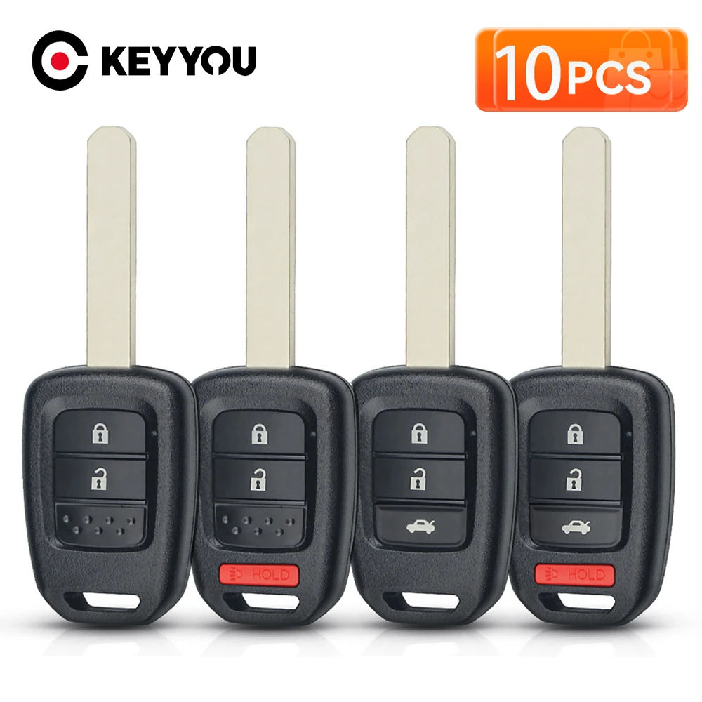 

KEYYOU 10Pcs For Honda Accord Civic CRV CR-V City Fit XRV 2013+ Replacement Car Remote Key Shell Case Support HLIK6-1T HLIK6-1TA