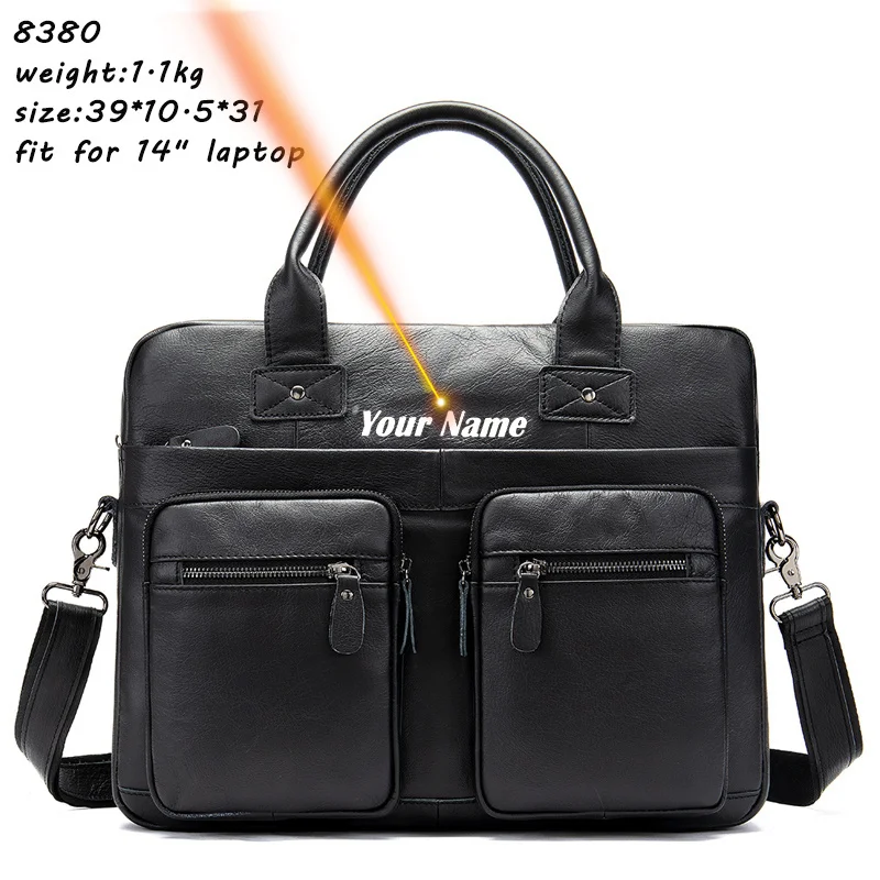 

Genuine Leather Men's Briefcase Male Office Computer Bag Business Messenger 15.6"Laptop sac bandoulière homme