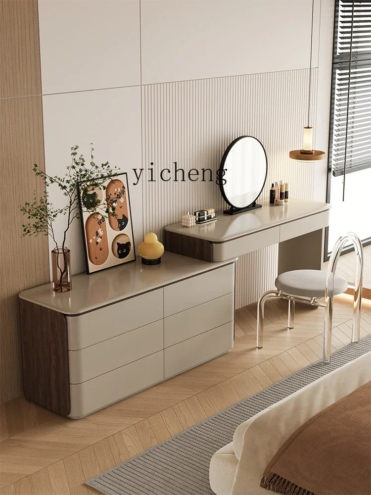 TWR Dressing Table Storage Cabinet Chest of Drawers Integrated Bedroom Bedside Extendable Makeup Table Solid Wood