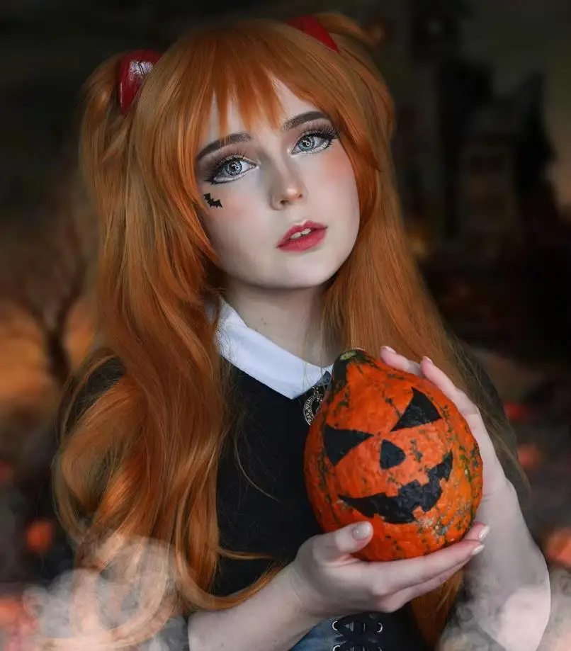 Anime imbirowo-pomarańczowa peruka z warkoczami Cosplay peruka syntetyczna warkocze damskie długie proste 2- kucyki Halloween peruki do włosów