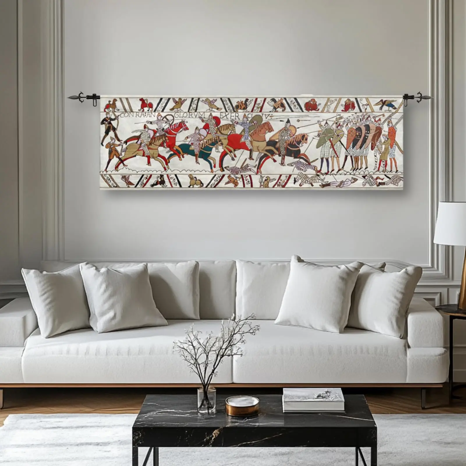 Bayeux Woven Tapestry Reproduction, Norman Conquest Vintage Medieval Tapestry Wall Hanging for Room Decor (01-18L x57W)