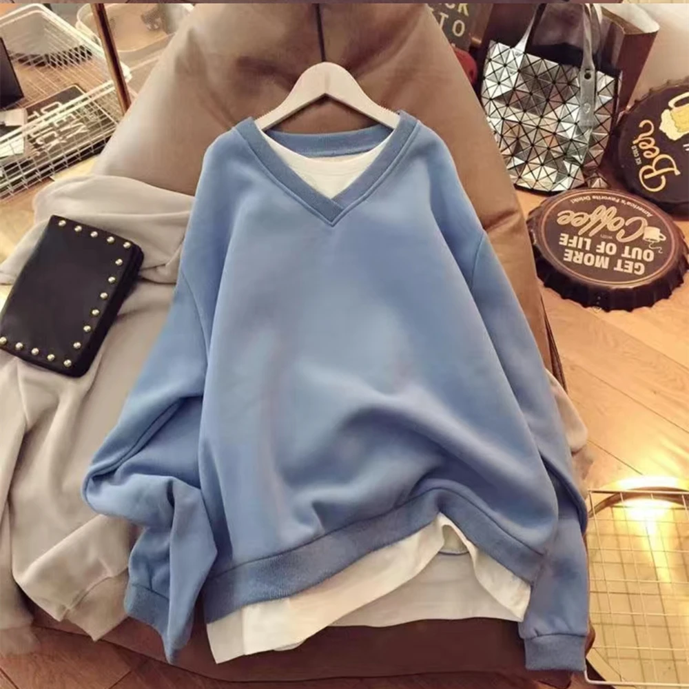 Top autunnali e invernali da donna 200 catties top di grandi dimensioni velluto spesso caldo top sciolto slim fit top in due pezzi finti all-match