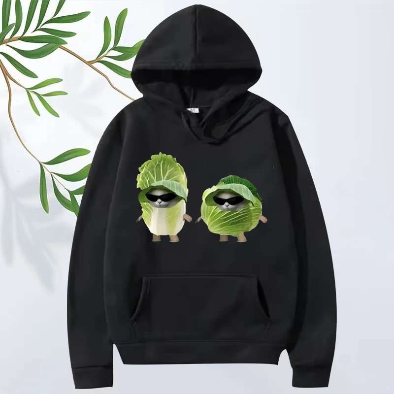 

Cool lettuce cats Essential Graphic hoodie 2025 men ’s women funny fashion Long sleeve streetwear print oversized hoodie unisex