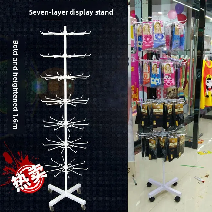 Display rotante multistrato Ra del venditore ambulante con rotelle per cappelli, gioielli, guanti, sciarpe, accessori Faion