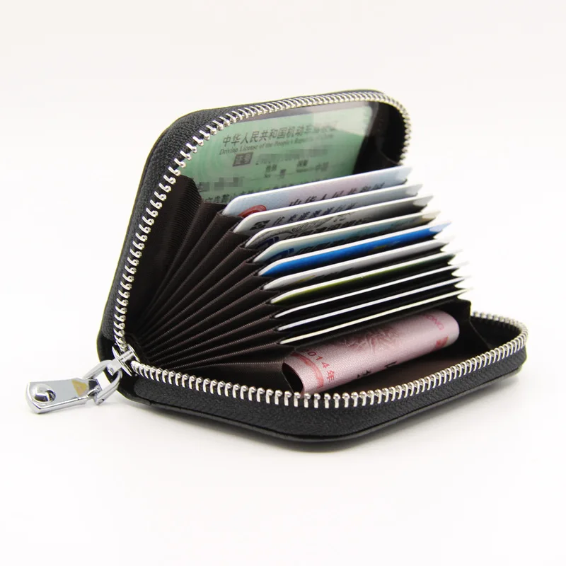 Head layer cowhide organza card case multi card position large capacity RFID anti demagnetization men women ID card holder